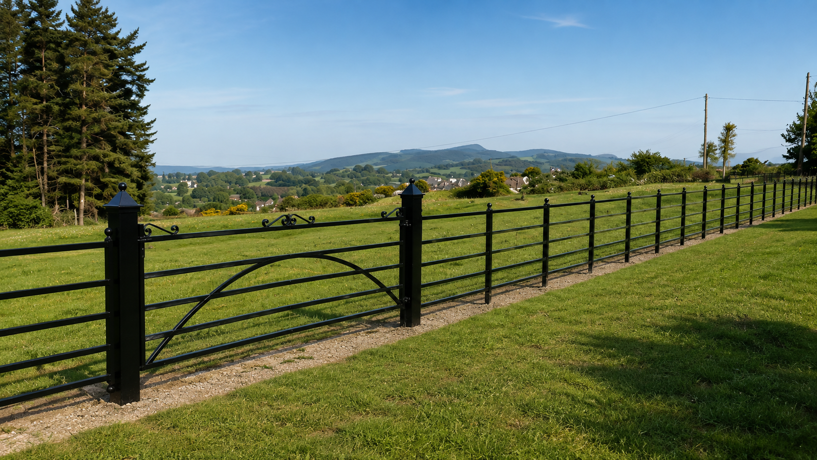 Estate field gate and railings with arch detail near Newry