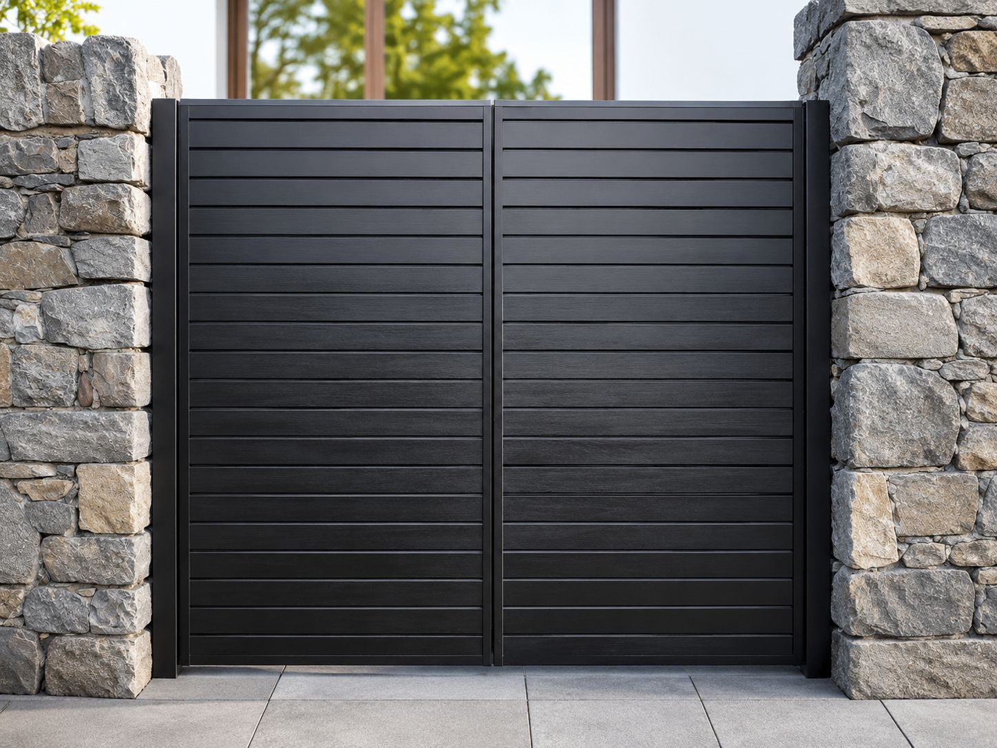 Modern aluminium slat residential driveway gates — Marmion Engineering