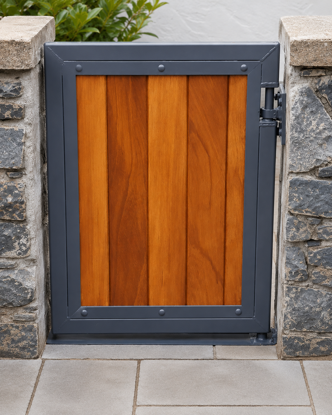 Steel-framed hardwood pedestrian side gate